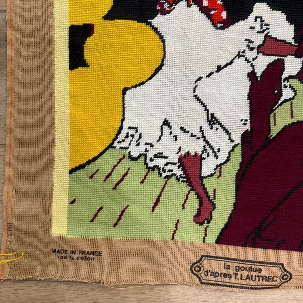Toulouse-Lautrec Moulin Rouge La Goulue Completed Needlepoint Large 26x21